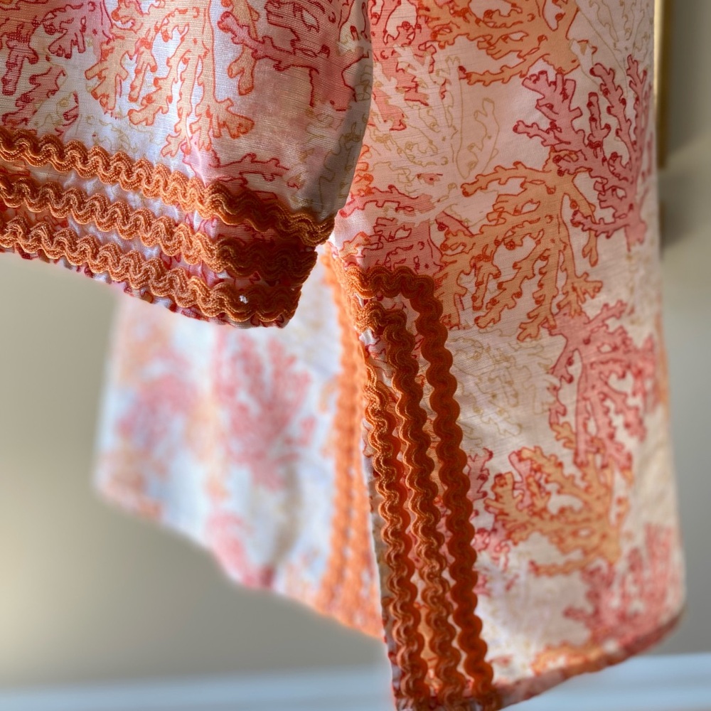 𪸠J. Jill sz.S Orangeâ Multi Linen Blend Coral Reef Print Tunic Top Blouse - Picture 8 of 16